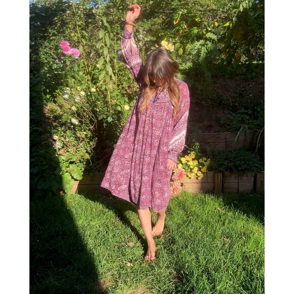 True 1970s Blockprint Made In India Cotton Dress — Authentic Vintage - Picture 4 of 15